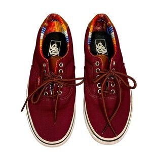 Vans Maroon & Serape With Leather Accents Low Top